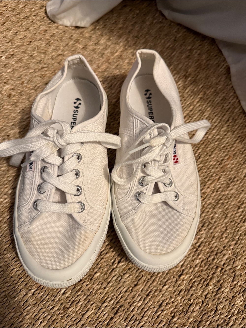 Superga White Canvas Low-Top Lace-Up Sneakers